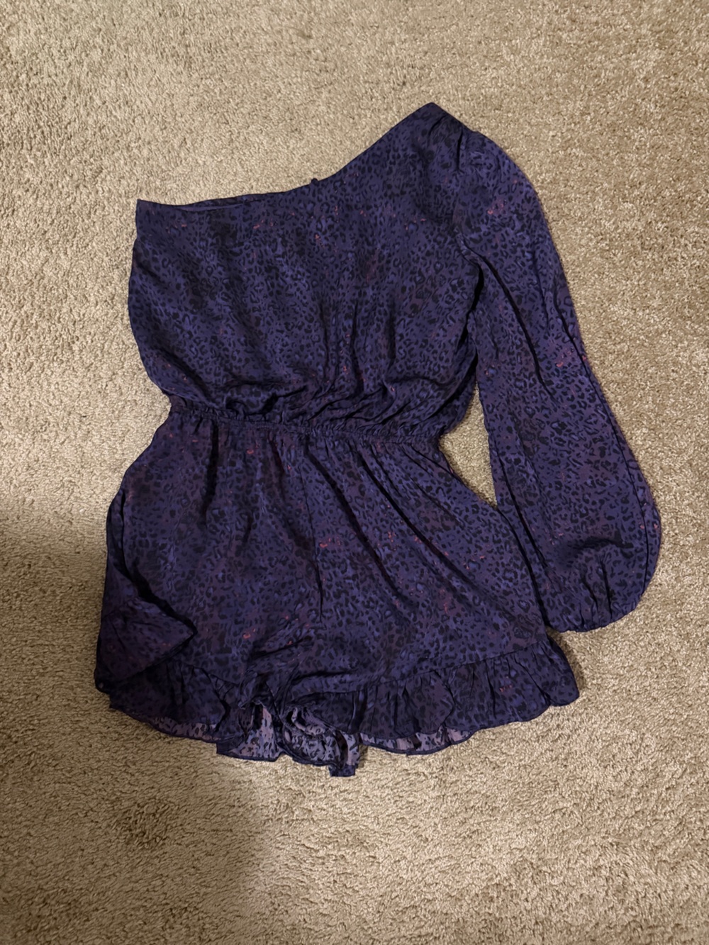 Women’s Purple Printed One Shoulder Romper - Stylish Lightweight Pull-On